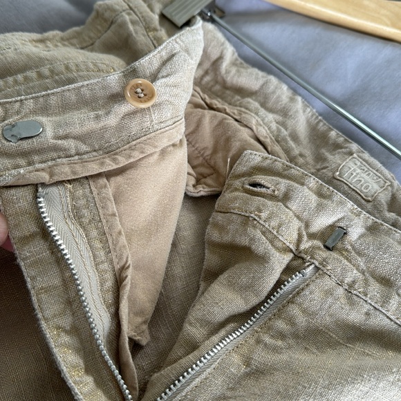 120% Lino Linen Pants. Pale Metallic Gold Sheen. Size 44/M - Picture 9 of 14